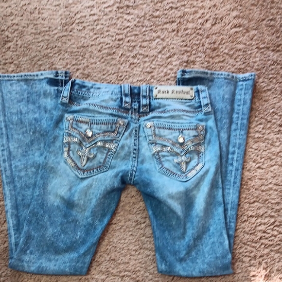 Rock Revival Blue Boot Cut Jeans with Faded Detailing - Picture 4 of 7